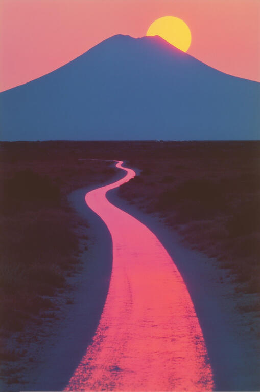 Winding path toward horizon representing delivery process and velocity